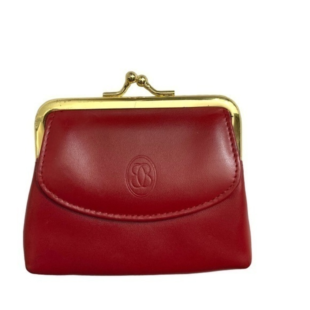 Buxton rare red leather vintage kisslock coin bag